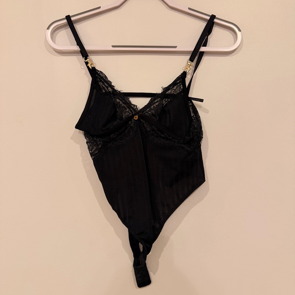 Gooseberry Intimates Black Lace Trim Bodysuit